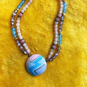 Art Deco beaded pendant choker necklace